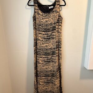 MARELLA Black and Tan Patterned Maxi Dress 100% Silk